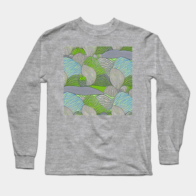 Abstract Summer Hills (MD23SMR003) Long Sleeve T-Shirt by Maikell Designs